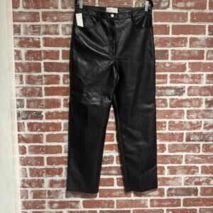 Wilfred Melina Faux Leather Pants Black High Rise Straight Leg 12 NWT